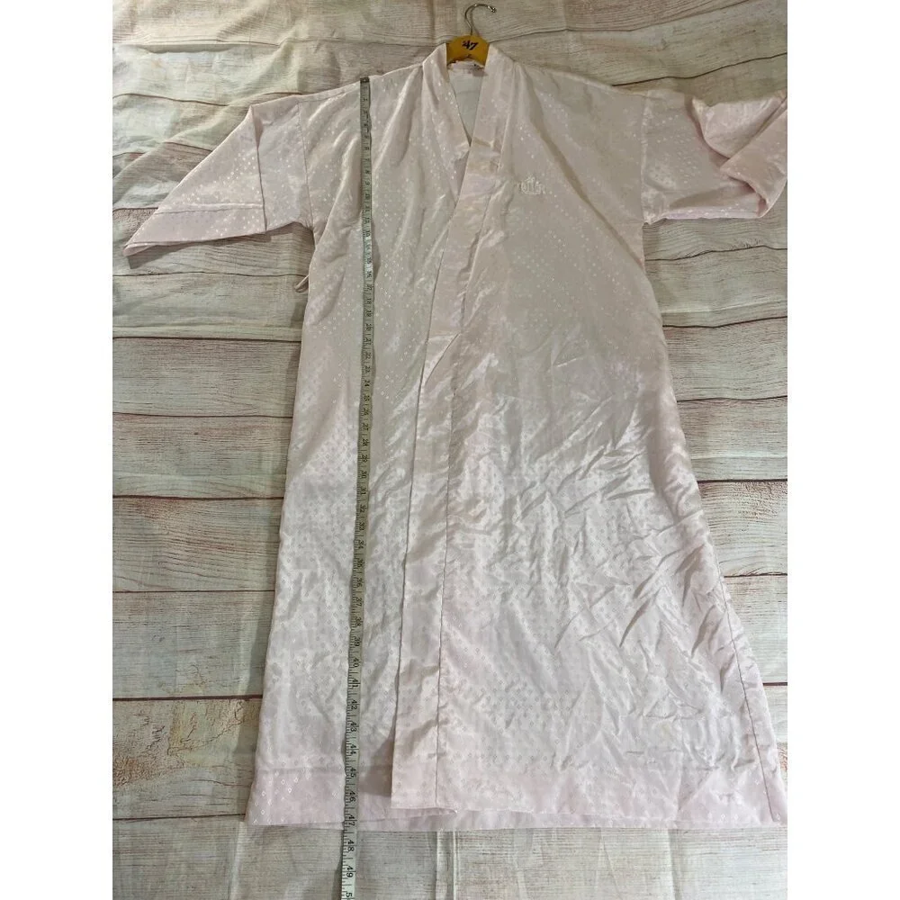 Vintage Christian Dior Women's Pink Embroidered Long Sleeve Bath Robe - L/XL - Picture 11 of 16